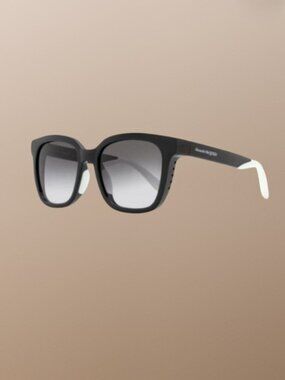 Alexander McQueen Black White Rectangle Sunglasses AM0295SK